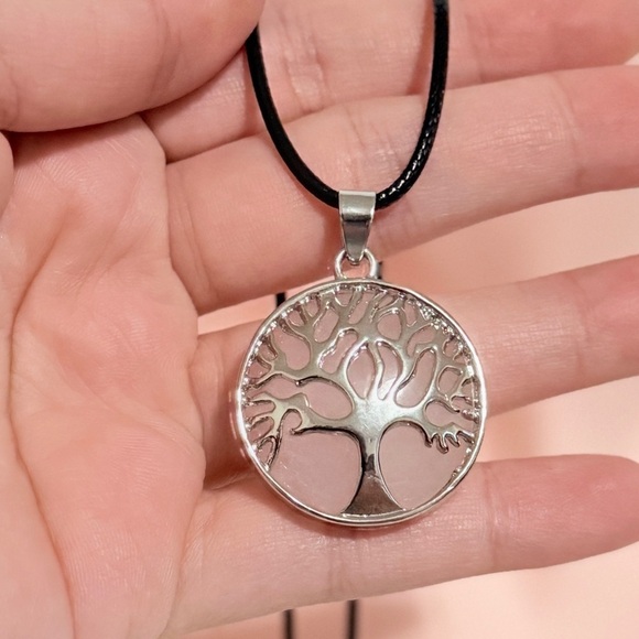 Other - Silver Pink Tree Off Life Pendant Necklace.